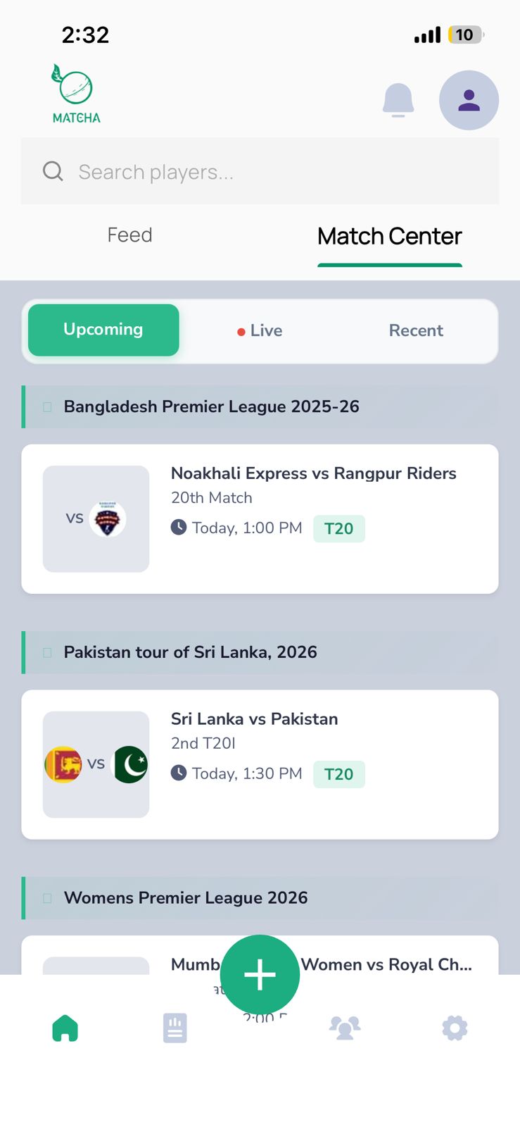 Upcoming Matches